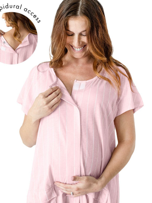 Universal Labor & Delivery Gown | Pink Stripe