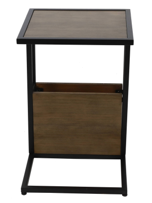 Coco C Table With Book Box Walnut - Décor Therapy