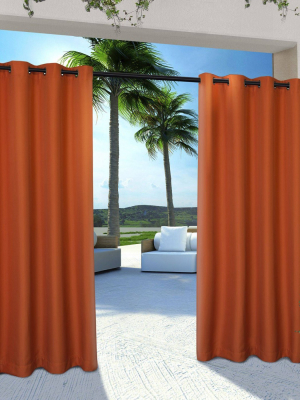 Set Of 2 84"x54" Solid Cabana Grommet Top Light Filtering Curtain Panel Orange - Exclusive Home