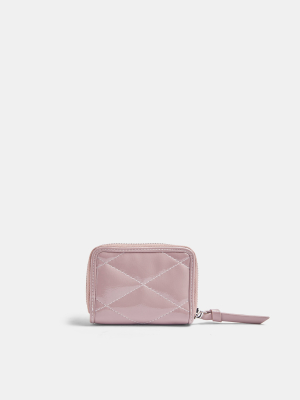 Pink Pu Wet Look Quilted Purse