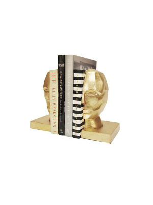 Edmund Pair Of Profile Bookends In Gold Leaf