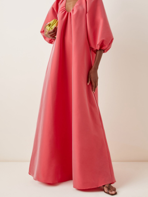 George Taffeta Puff-sleeve Maxi Dress