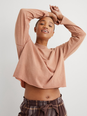 Aerie Long Sleeve Mockneck Cropped T-shirt