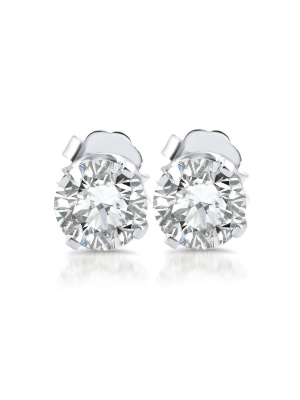 Pompeii3 1.10ct Diamond Studs 14k White Gold Clarity Enhanced