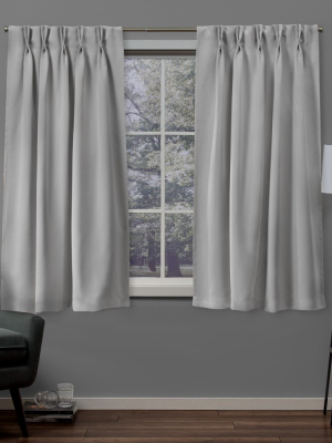 Exclusive Home Sateen Pinch Pleat Woven Blackout Back Tab Window Curtain Panel Pair