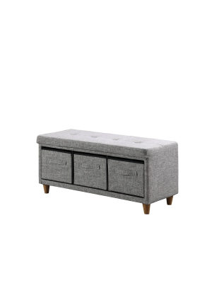 Tufted Bench With Basket Drawers - Ore International