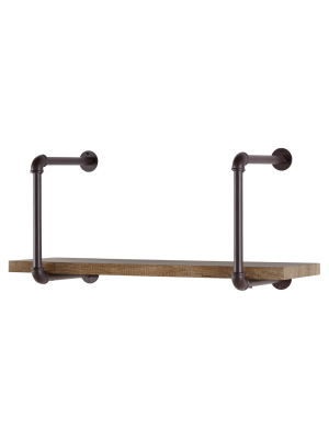 31.5" X 14.6" Industrial Pipe Wall Shelf Brown - Danya B.