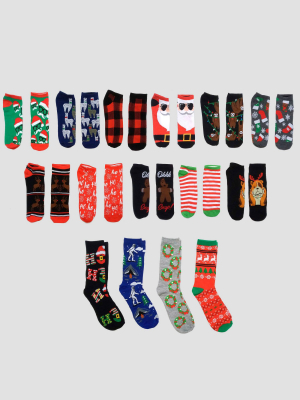 Men's Holiday 15 Days Of Socks Advent Calendar - Assorted Colors One Size