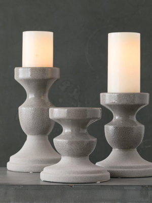 Sullivans Set Of 3 Pillar Candle Holders 10"h, 7.5"h & 6.5"h Gray
