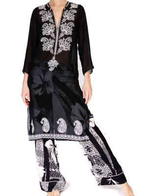 Paisley Embroidered Midi Tunic