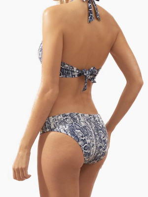 Fold Over Bikini Bottom - Blue Animal Print