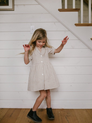 Rylee + Cru Gingham Jeanette Dress - Grey/ivory