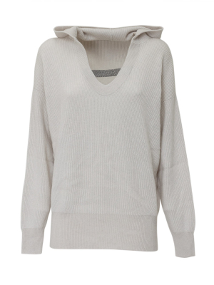 Brunello Cucinelli V-neck Hooded Jumper