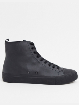 Asos Design High Top Plimsolls In Black