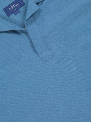 Cotton Linen Open Collar Polo Shirt