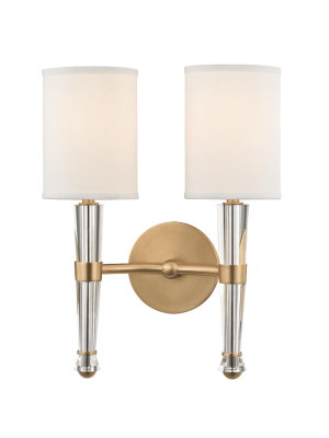 Volta 2 Light Wall Sconce Aged Brass