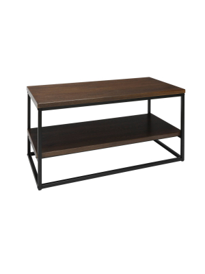 Industrial Modern Wood Top/metal Frame Coffee Table With Wood Shelf - Ofm