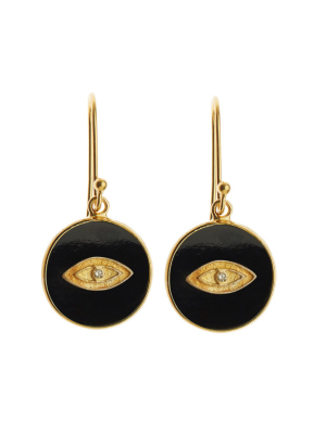 All Seeing Eye Earrings With Black Onyx