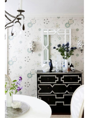 Worlds Away Vero White Lacquer Trellis Mirror