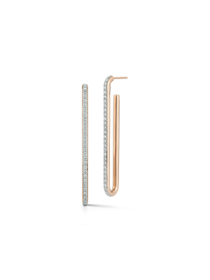 Saxon 18k Rose Gold And Diamond Extra Long Single Chain Link Earring