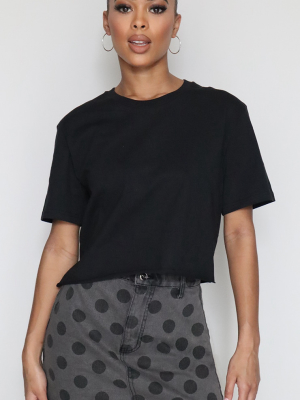 Black Polka Dot Print Skirt