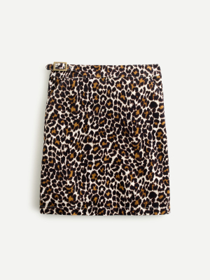 Buckle Mini Skirt In Leopard Corduroy