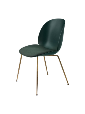 Beetle Dining Chair - Seat Upholstered - Antique Brass Conic Base