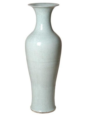 Tall Fishtail Vase In Celadon Crackle Design By Emissary