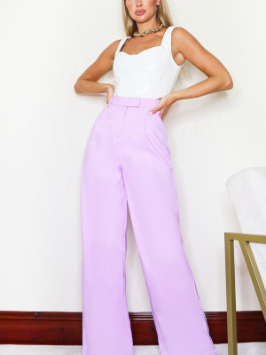 Lilac Woven Tailored Wide Leg Pants