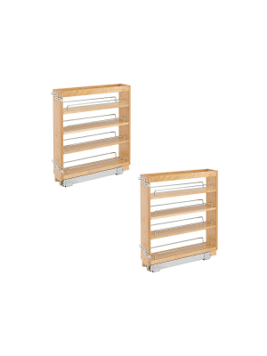 Rev A Shelf 448-bc-6c 6.5" Pull Out Wood Base Kitchen Cabinet Organizer (2 Pack)