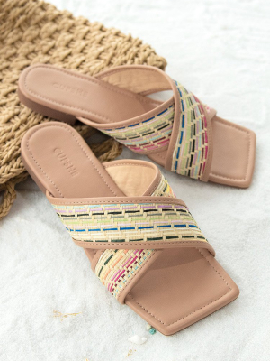 Hidden Gem Woven Strap Slide Sandals