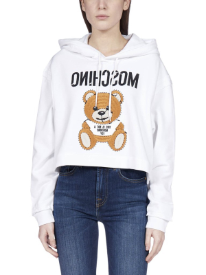 Moschino Teddy Cropped Hooded Sweatshirt