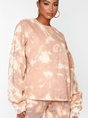 Light Brown Tie Dye Oversized Sweater