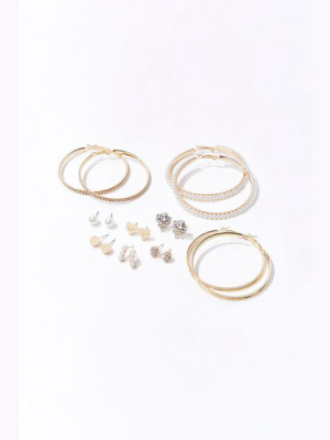 Embellished Hoop & Stud Earring Set