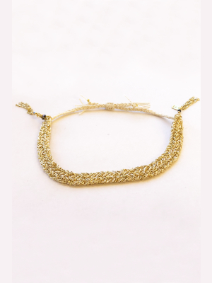 Marie Laure Chamorel Gold & White Silk Bracelet