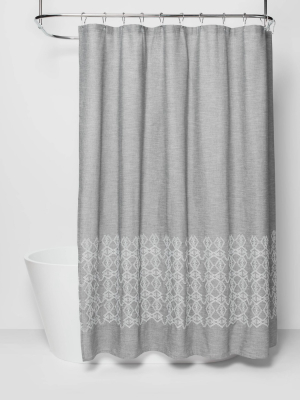Embroidered Shower Curtain Gray - Threshold™