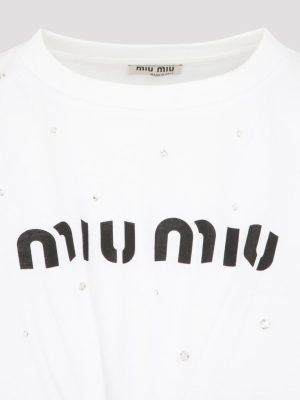 Miu Miu Sequins Logo Print T-shirt