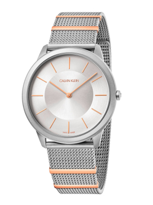 Minimal Silver Rose Gold Mesh Watch