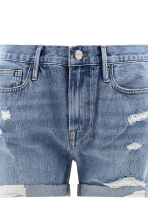 Frame Le Beau Distressed Denim Shorts