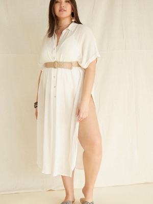 Plus Size Shirt Swim Cover-up Kimono