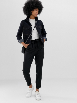 Asos Design Woven Peg Pants With Obi Tie