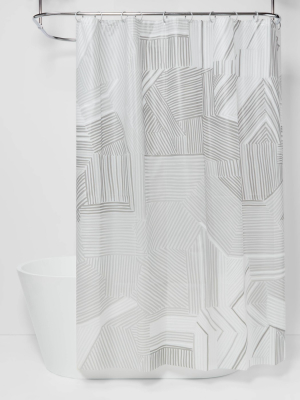 Broken Lines Shower Curtain Gray - Room Essentials™