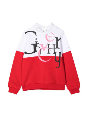 Givenchy Kids Logo Print Ruffled Neck Sweatshirt