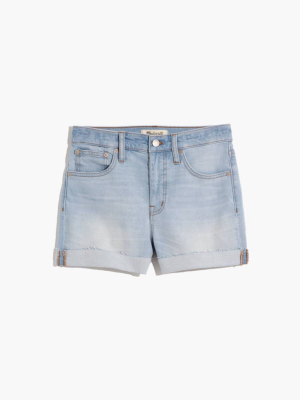 High-rise Denim Shorts In Prescott Wash