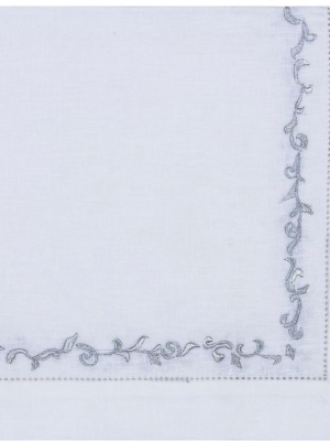 Nomi K Silver Wave Embroidered Napkin - Set Of 4