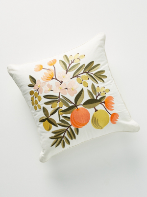 Rifle Paper Co. X Loloi Citrus Floral Embroidered Pillow