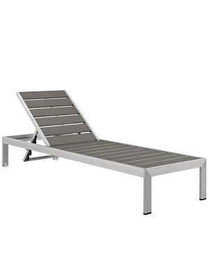 Wharf Silver Gray Outdoor Patio Aluminum Chaise Lounge