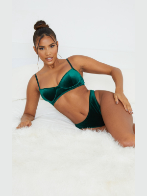 Green Underwired Velvet Bra