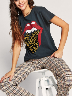 Rolling Stones Flocked Leopard Tongue Tour Tee