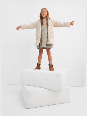 Faux-shearling Suedette Coat